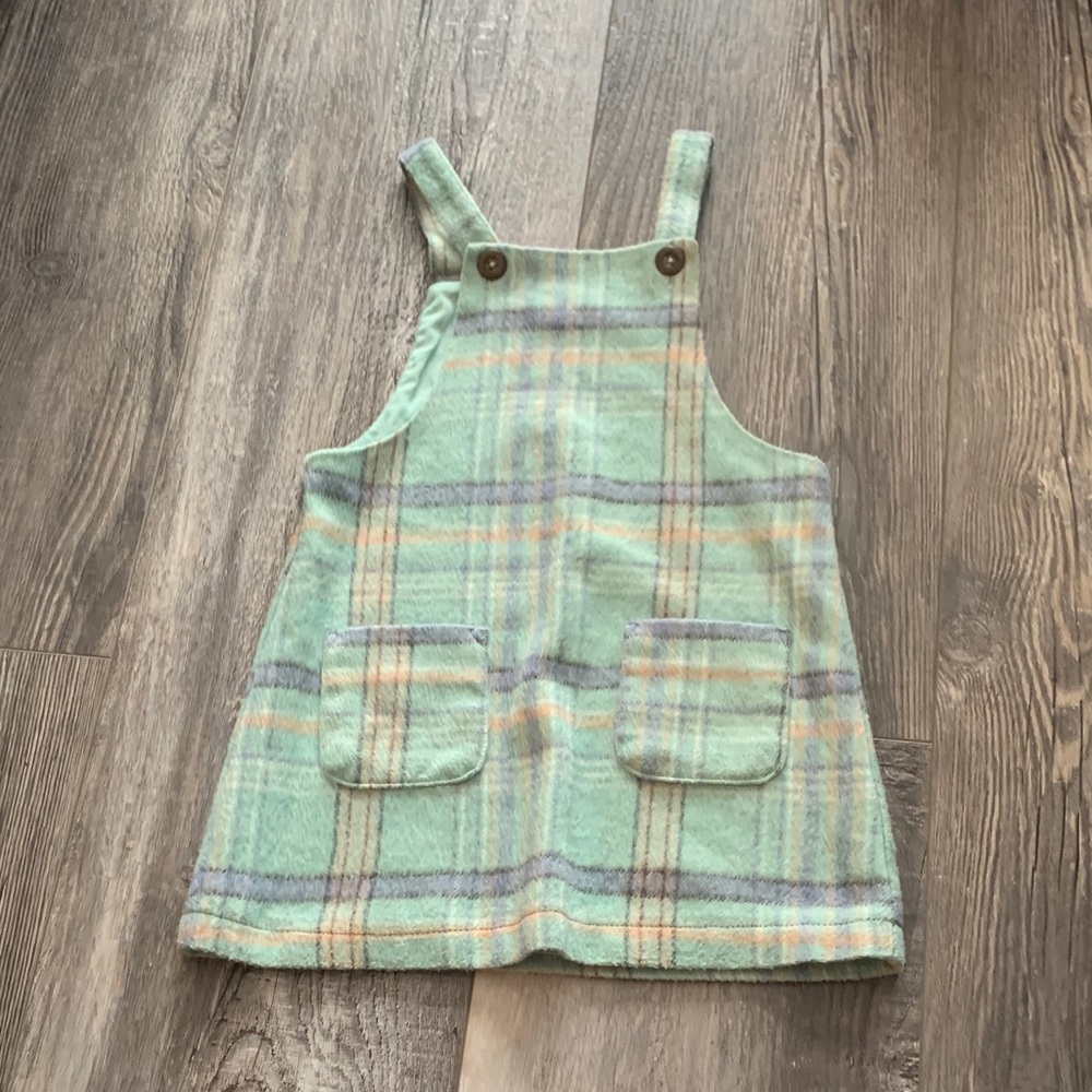 Next Green Plaid Kids Overall Dress